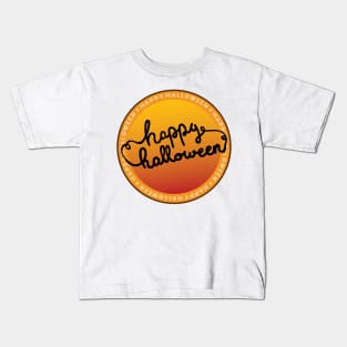 Happy Halloween Handwritten Circle Design Kids T-Shirt